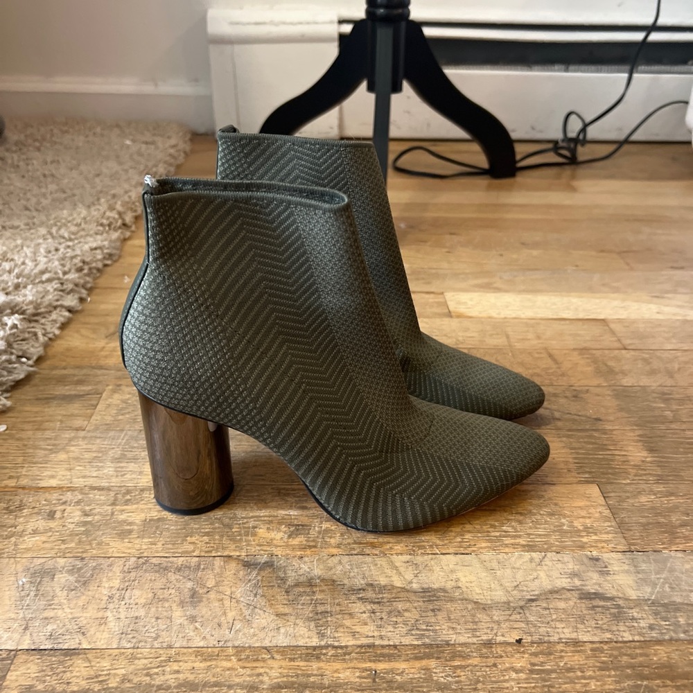 Zara army green fabric ankle boots